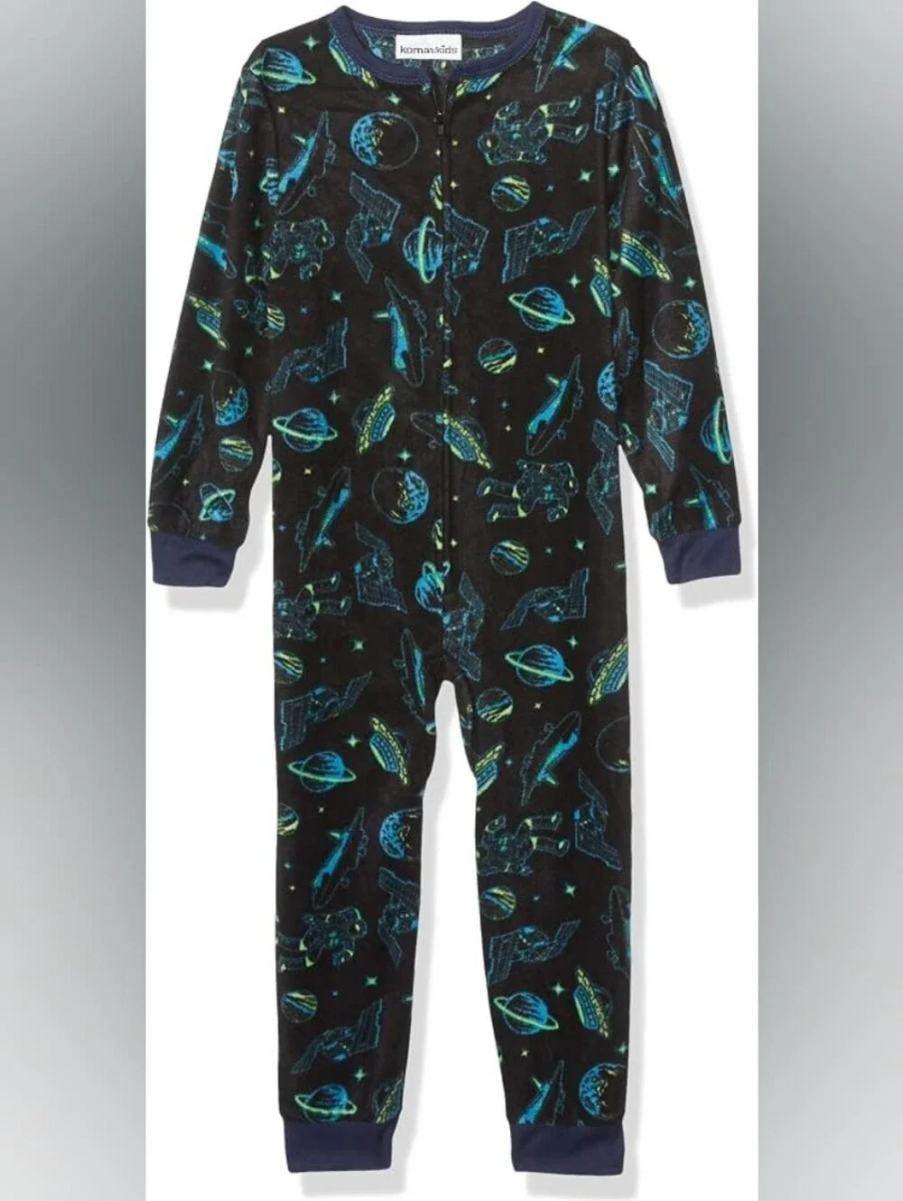 NWT Komar Kids Space Print One-Piece Pajama - Black/Blue